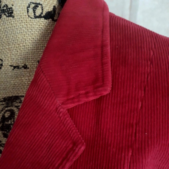 Red Corduroy Classic Single Breasted Women's Lined Blazer Single Button Sz XS - Picture 4 of 15